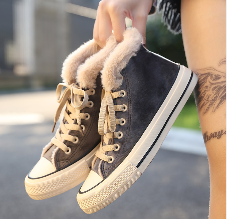 Winter Women's Warm High-Top Canvas Sneakers