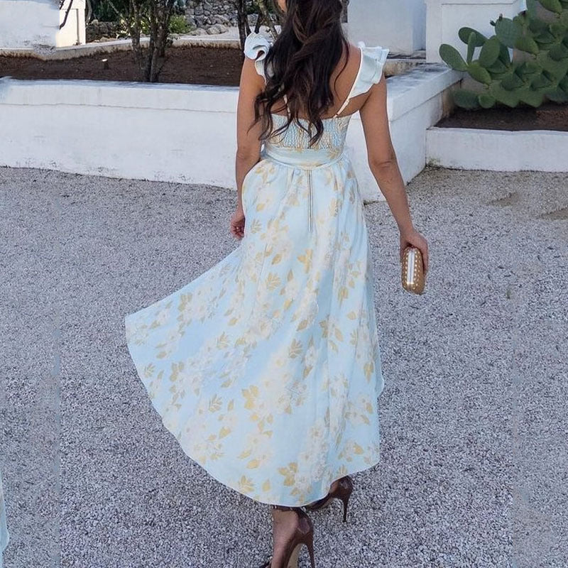 2023 Summer Vintage Floral Print Strappy Dress