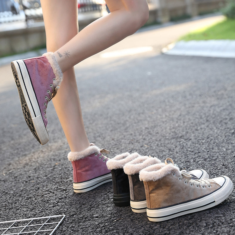 Winter Women's Warm High-Top Canvas Sneakers