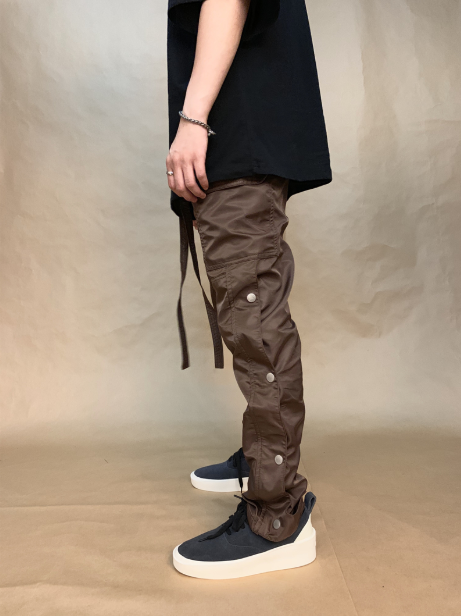 Straight Leg Cargo Pants with Zipper and Velcro Pockets