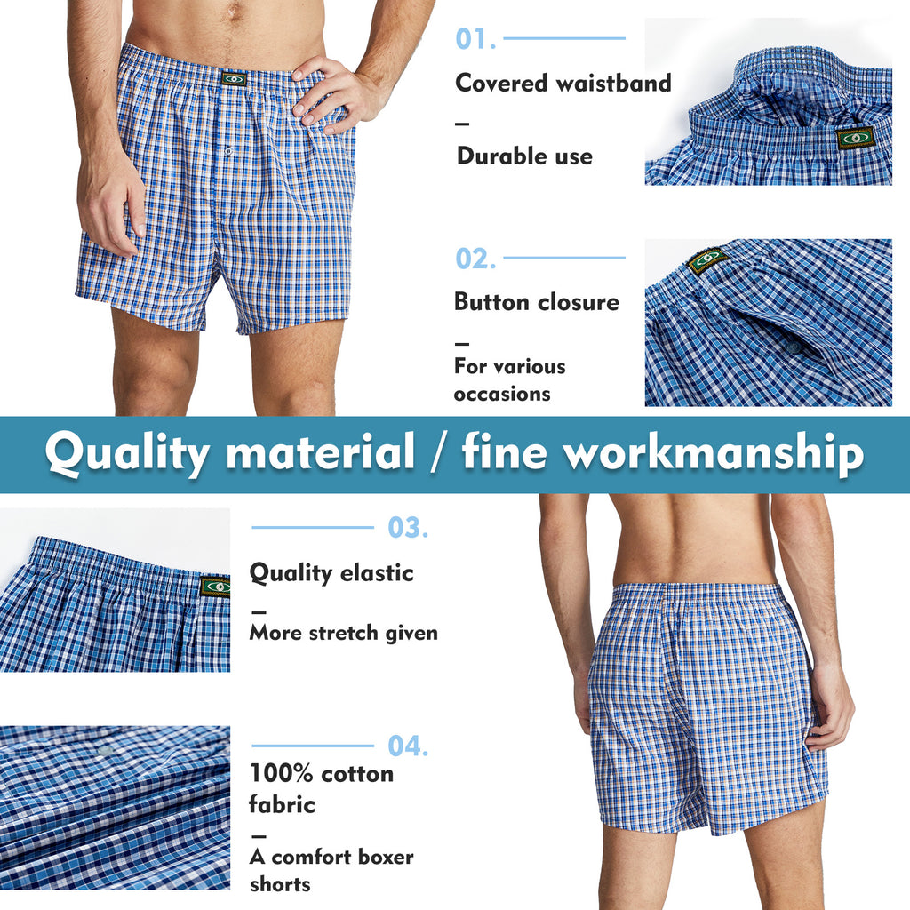 4 Men's Cotton Boxer Shorts - Plus Size Comfort