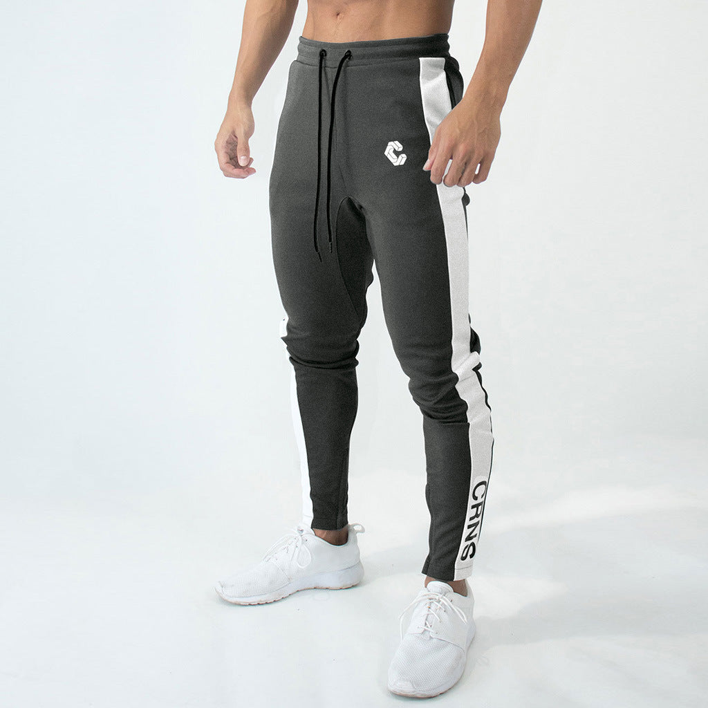 Men's Spring Autumn Cotton Zip Running Trousers