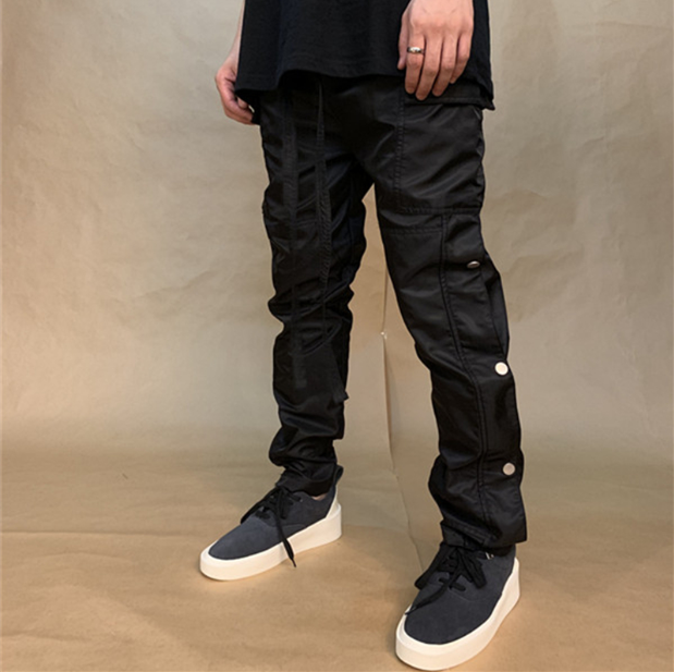 Straight Leg Cargo Pants with Zipper and Velcro Pockets