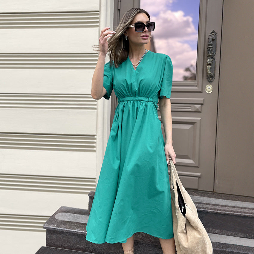 2023 Women's French Style High-Waist A-Line Dress