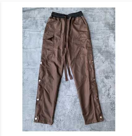 Straight Leg Cargo Pants with Zipper and Velcro Pockets