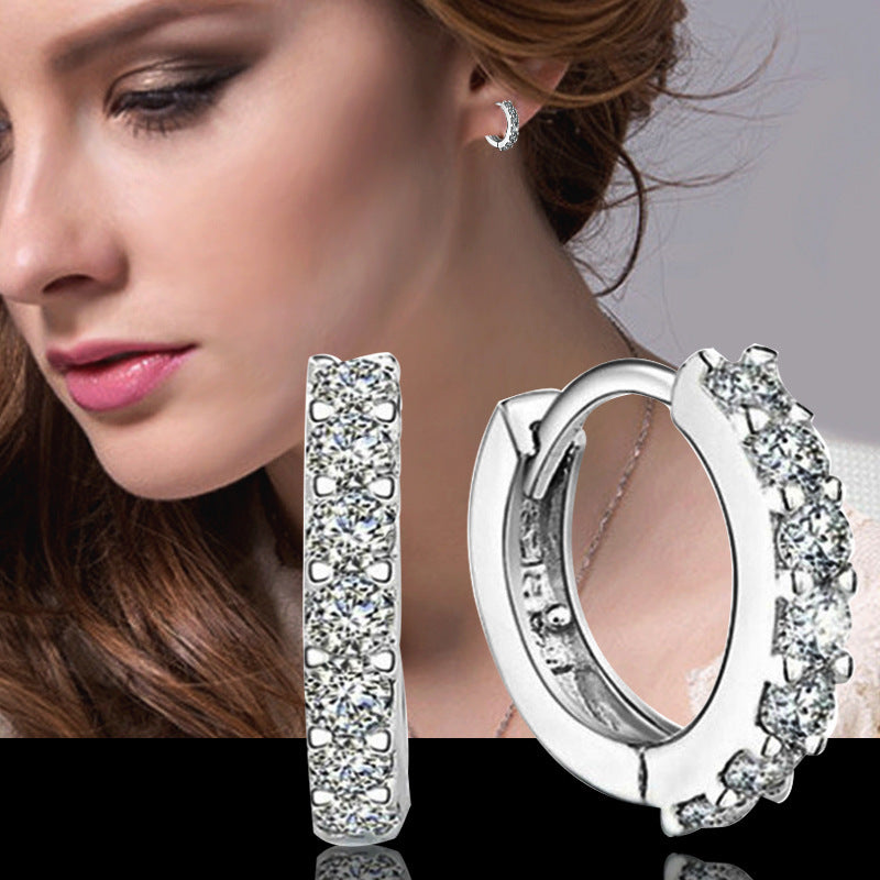 Trendy Korean Single Row Rhinestone Earrings for Women