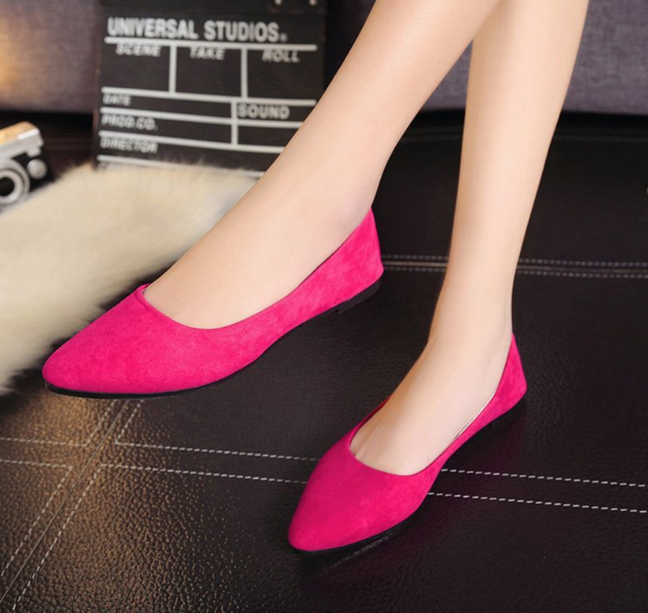 Versatile Red Pointed Flats and Black Ballerina Shoes