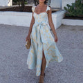 2023 Summer Vintage Floral Print Strappy Dress