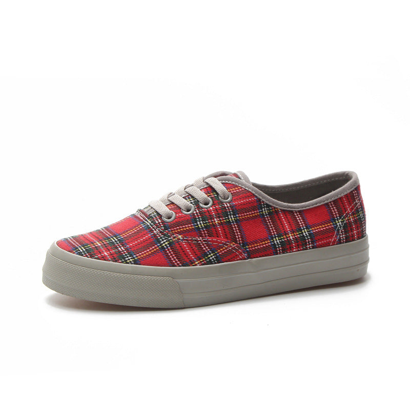 Women's Retro Plaid Canvas Sneakers for Spring/Summer