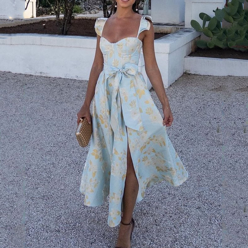 2023 Summer Vintage Floral Print Strappy Dress