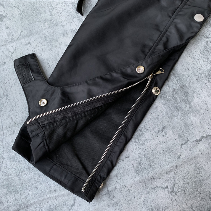 Straight Leg Cargo Pants with Zipper and Velcro Pockets