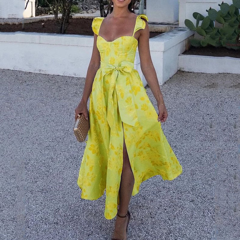 2023 Summer Vintage Floral Print Strappy Dress