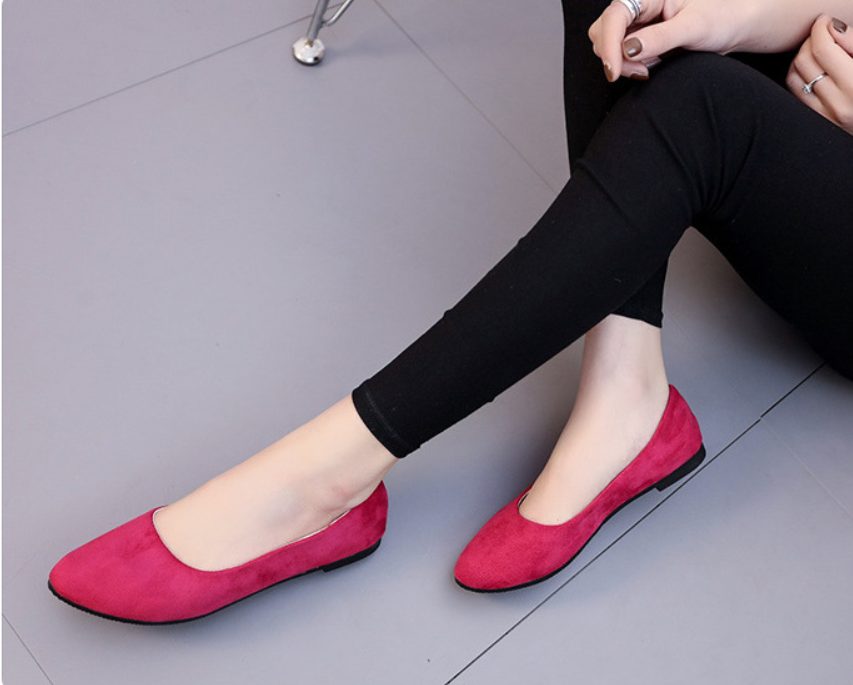 Versatile Red Pointed Flats and Black Ballerina Shoes