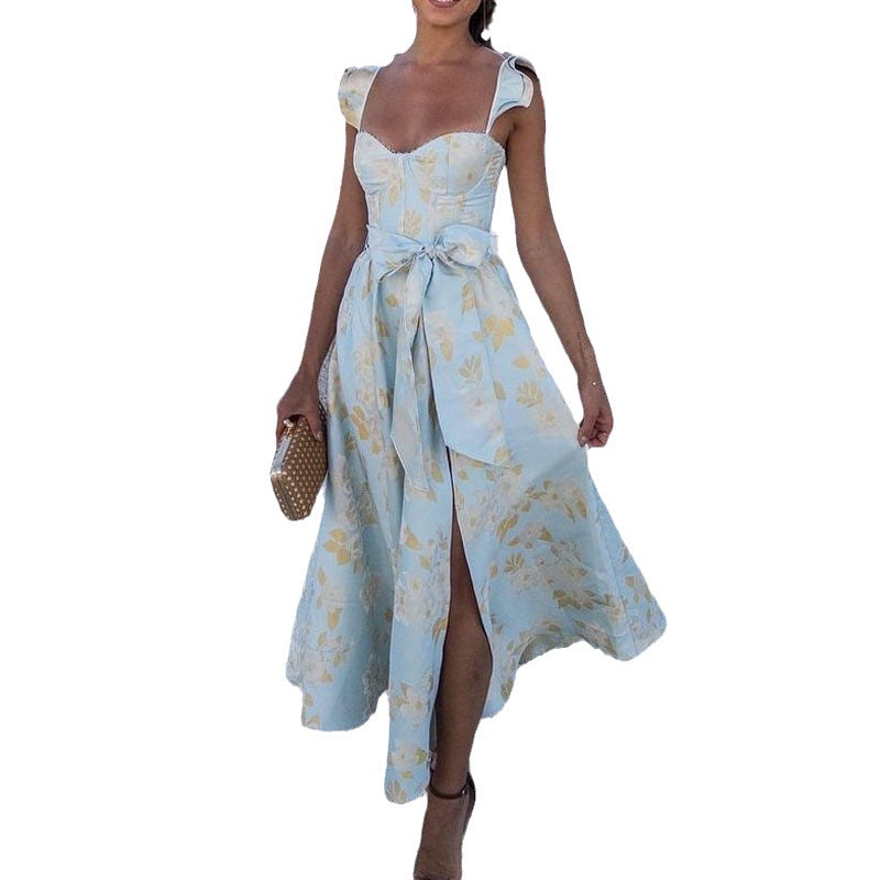2023 Summer Vintage Floral Print Strappy Dress