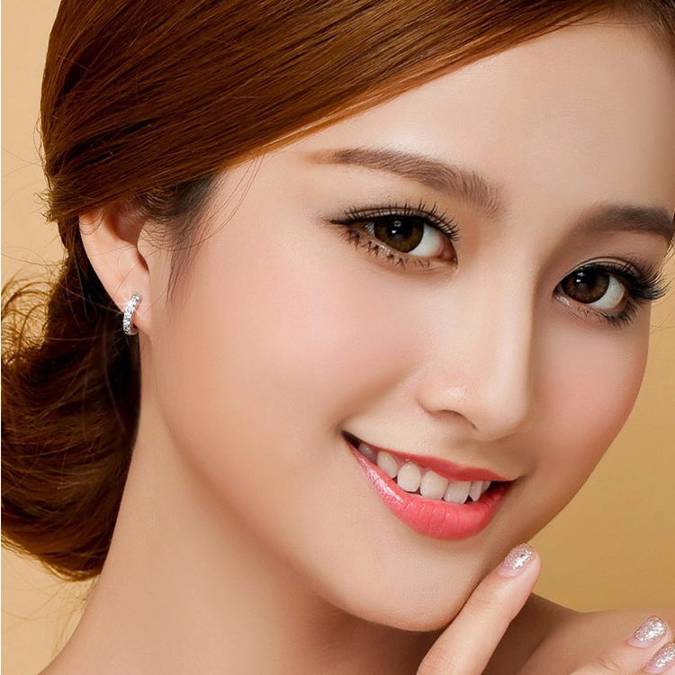 Trendy Korean Single Row Rhinestone Earrings for Women