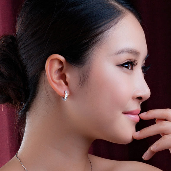 Trendy Korean Single Row Rhinestone Earrings for Women