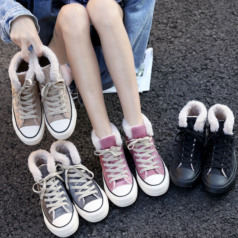 Winter Women's Warm High-Top Canvas Sneakers