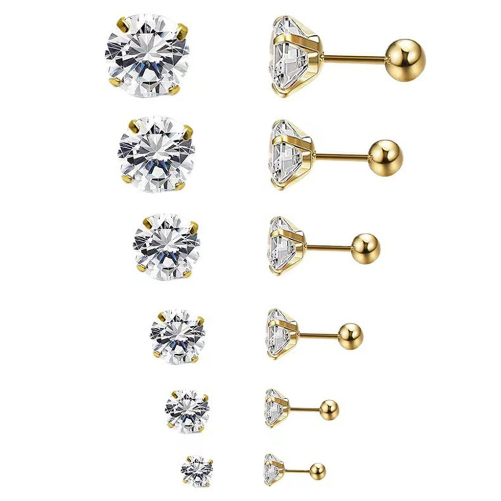 Stainless Steel 3A Zirconia Stud Earrings for Men/Women