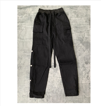 Straight Leg Cargo Pants with Zipper and Velcro Pockets
