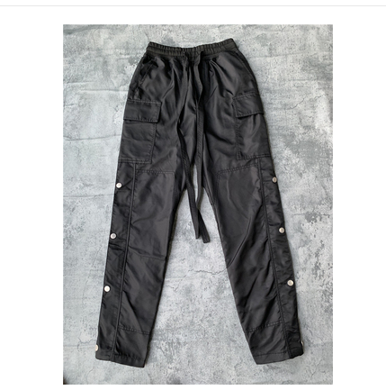 Straight Leg Cargo Pants with Zipper and Velcro Pockets